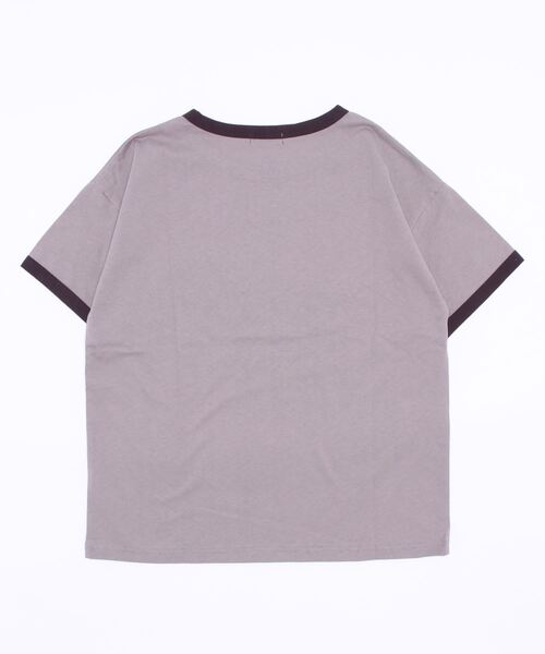 Samansa Mos2（サマンサ モスモス）の「ロゴ刺繍リンガーTシャツ（Tシャツ/カットソー・レディース・ベージュ/オフホワイト/モカ・ﾌﾘ-）」の11枚目の写真