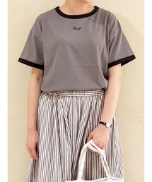 Samansa Mos2 | ロゴ刺繍リンガーTシャツ(Tシャツ/カットソー)