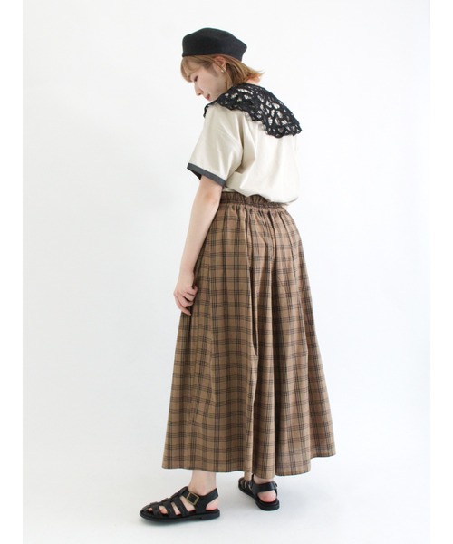 Samansa Mos2（サマンサ モスモス）の「ロゴ刺繍リンガーTシャツ（Tシャツ/カットソー・レディース・ベージュ/オフホワイト/モカ・ﾌﾘ-）」の4枚目の写真