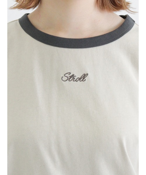 Samansa Mos2（サマンサ モスモス）の「ロゴ刺繍リンガーTシャツ（Tシャツ/カットソー・レディース・ベージュ/オフホワイト/モカ・ﾌﾘ-）」の18枚目の写真