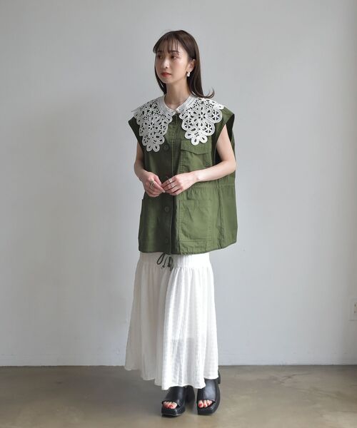 RETRO GIRL(レトロガール)の「ノーカラーミリタリーベスト(その他アウター・レディース・ブラック/オフホワイト/グリーン・FREE)」の18枚目の写真