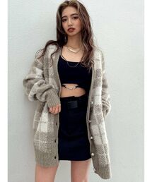 GYDA | PEARLボタンCHECK LOOSE ニットカーディガン(カーディガン/ボレロ)