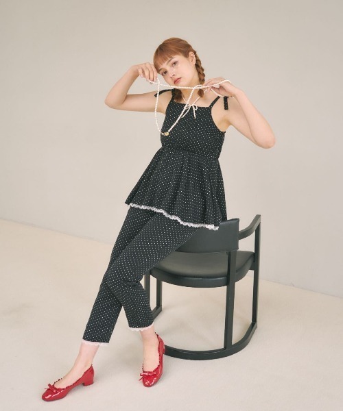 MIRO AMURETTE（ミロアミュレット）の「dot shine slacks/ドットスラックスパンツ（スラックス・レディース・ホワイト/ブラック・SMALL/MEDIUM）」の8枚目の写真