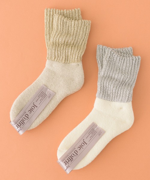 KATHARINE ROSS（キャサリンロス）の「【KATHARINE ROSS】BLONDOLL 17℃ つま先までパイルでもこもこ暖か ラメリブルームソックス WEB限定（ソックス/靴下・レディース・ライトグレー/ライトベージュ・MEDIUM）」の3枚目の写真