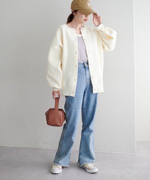 DISCOAT（ディスコート）の「【前後2WAY】スポンディッシュカーディガン（カーディガン/ボレロ・レディース・ブラック/パープル/レッド/オフホワイト/ライム/オレンジ/アイボリー/ブラック×ホワイト・FREE）」の21枚目の写真