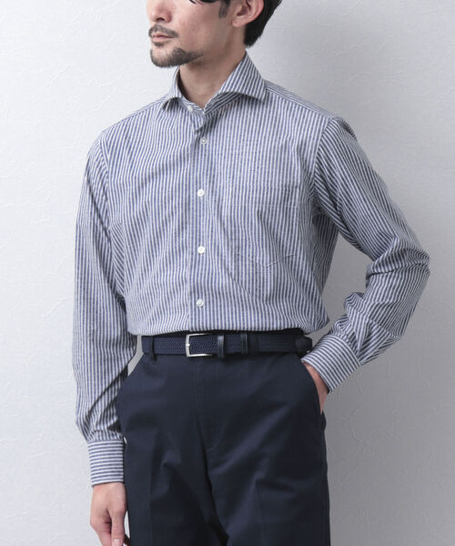 NOLLEY'S goodman(ノーリーズグッドマン)の「HGカノコ ストレッチ ドレスシャツ 千鳥格子 ストライプ ビジネスシャツ(ビジネスシャツ・メンズ・ブラック系その他/ブルー系その他7/ブルー系その他・XL/S/L/M)」の3枚目の写真