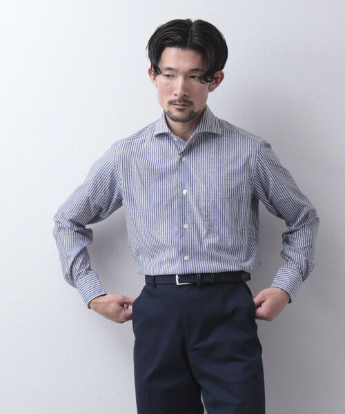 NOLLEY'S goodman(ノーリーズグッドマン)の「HGカノコ ストレッチ ドレスシャツ 千鳥格子 ストライプ ビジネスシャツ(ビジネスシャツ・メンズ・ブラック系その他/ブルー系その他7/ブルー系その他・XL/S/L/M)」の7枚目の写真