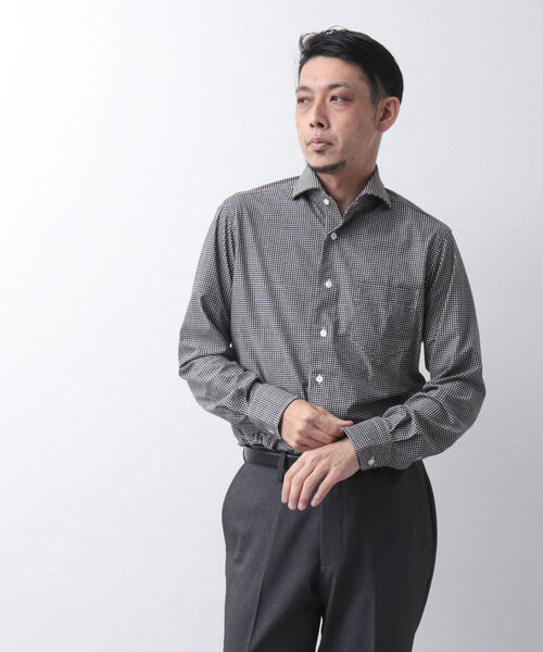 NOLLEY'S goodman(ノーリーズグッドマン)の「HGカノコ ストレッチ ドレスシャツ 千鳥格子 ストライプ ビジネスシャツ(ビジネスシャツ・メンズ・ブラック系その他/ブルー系その他7/ブルー系その他・XL/S/L/M)」の5枚目の写真