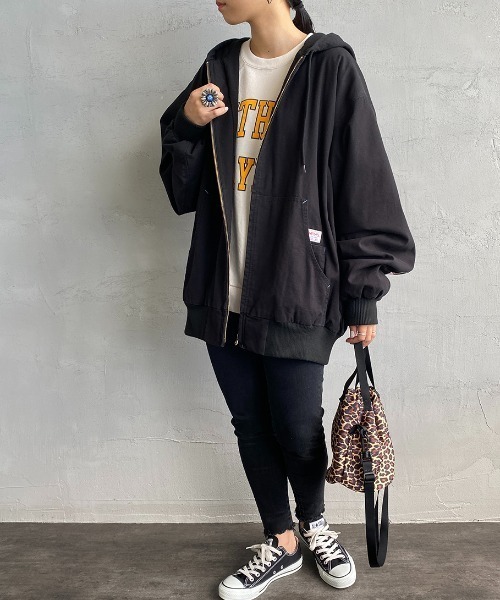 SMITH'S（スミス）の「[SMITH'S/スミス] 別注 ウラフリース ジップフードジャケット（ブルゾン・レディース・ブラック/ベージュ/アイボリー・S/M/L）」の3枚目の写真