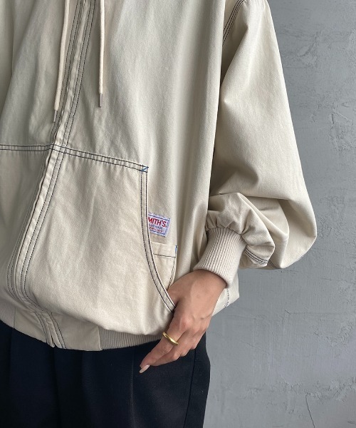 SMITH'S（スミス）の「[SMITH'S/スミス] 別注 ウラフリース ジップフードジャケット（ブルゾン・レディース・ブラック/ベージュ/アイボリー・S/M/L）」の22枚目の写真