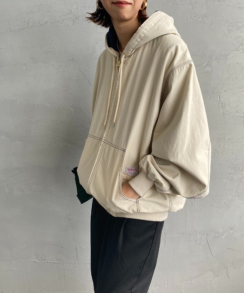 SMITH'S（スミス）の「[SMITH'S/スミス] 別注 ウラフリース ジップフードジャケット（ブルゾン・レディース・ブラック/ベージュ/アイボリー・S/M/L）」の21枚目の写真