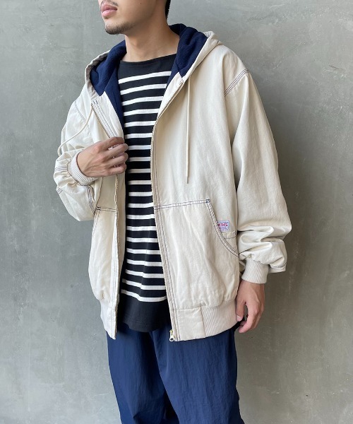 SMITH'S（スミス）の「[SMITH'S/スミス] 別注 ウラフリース ジップフードジャケット（ブルゾン・レディース・ブラック/ベージュ/アイボリー・S/M/L）」の5枚目の写真