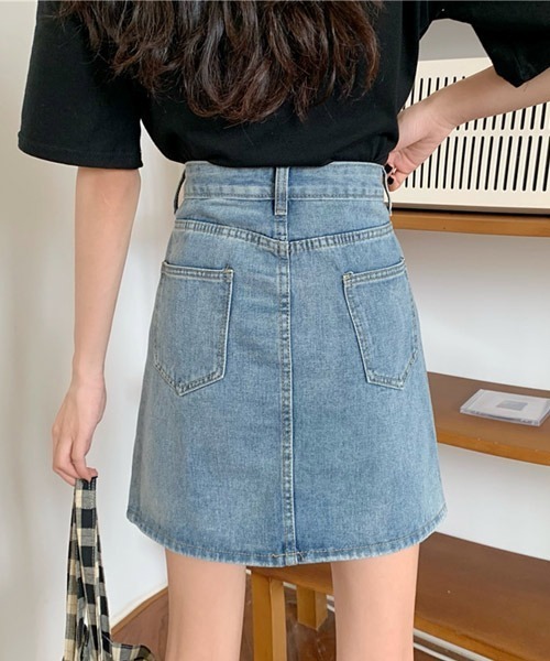 トリココムデギャルソン　デニム　スカート　膝丈　台形　ダメージ　TO-S061 tricot COMME des GARCONS トリココムデギャルソンtricot