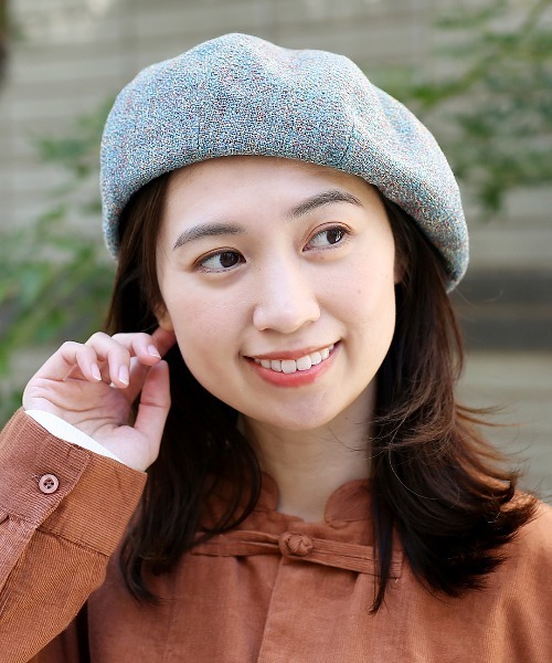 チチカカ（チチカカ）の「ツイードベレー帽（ハンチング/ベレー帽・レディース・ターコイズブルー/ブラック/アイボリー・FREE）」の3枚目の写真