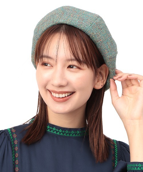 チチカカ（チチカカ）の「ツイードベレー帽（ハンチング/ベレー帽・レディース・ターコイズブルー/ブラック/アイボリー・FREE）」の12枚目の写真