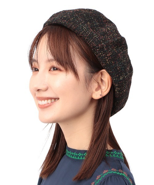 チチカカ（チチカカ）の「ツイードベレー帽（ハンチング/ベレー帽・レディース・ターコイズブルー/ブラック/アイボリー・FREE）」の13枚目の写真