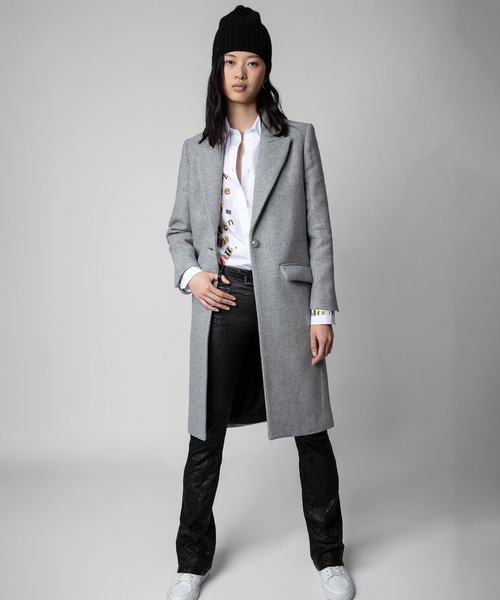 ZADIG&VOLTAIRE（ザディグ　エ　ヴォルテール）の「MONARQUE LAINAGE CHEVRON（チェスターコート・レディース・シルバー系・XS/S/M）」の3枚目の写真