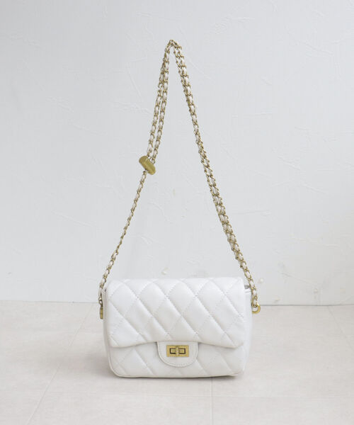 onulsoha（オヌルソハ）の「キルトフラップチェーンポシェット（ショルダーバッグ・レディース・ミント/ブラック/アイボリー・FREE）」の4枚目の写真