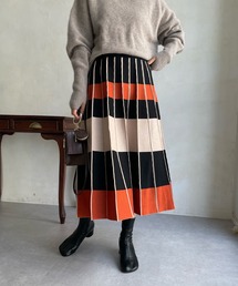 【WEB限定】ブロックチェックニットスカート