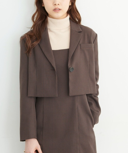 FREE'S MART（フリーズマート）の「◆ショート丈コンパクトジャケット（テーラードジャケット・レディース・ブラック/ブラウン系その他/ベージュ系その他・MEDIUM/SMALL）」の4枚目の写真