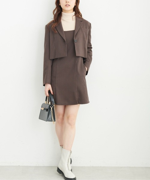 FREE'S MART（フリーズマート）の「◆ショート丈コンパクトジャケット（テーラードジャケット・レディース・ブラック/ブラウン系その他/ベージュ系その他・MEDIUM/SMALL）」の7枚目の写真