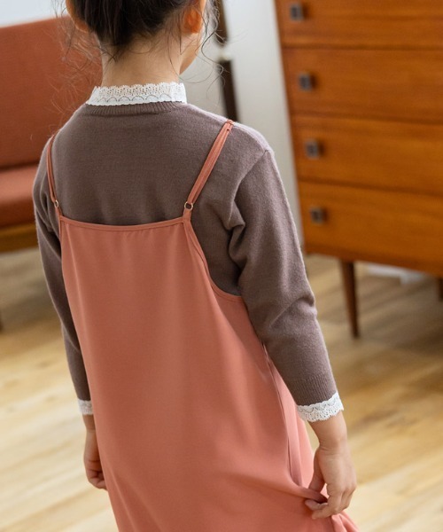 lulpini（ルルピー二）の「kids レースカラーニットプルオーバー（ニット/セーター・キッズ・ブラウン系その他/ネイビー/サーモンピンク・S/M/L）」の10枚目の写真