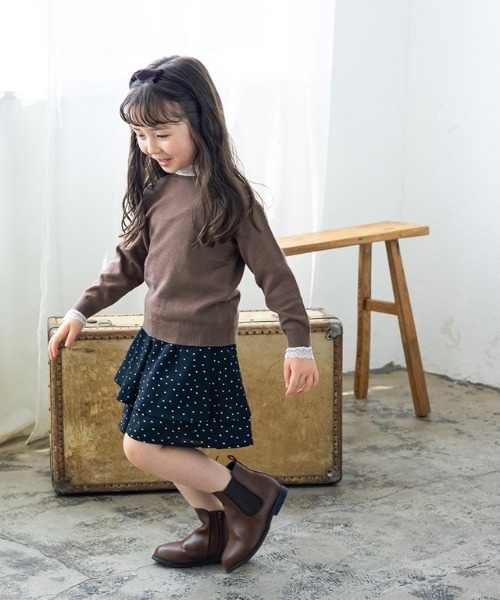 lulpini（ルルピー二）の「kids レースカラーニットプルオーバー（ニット/セーター・キッズ・ブラウン系その他/ネイビー/サーモンピンク・S/M/L）」の13枚目の写真