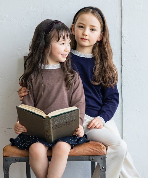 lulpini（ルルピー二）の「kids レースカラーニットプルオーバー（ニット/セーター・キッズ・ブラウン系その他/ネイビー/サーモンピンク・S/M/L）」の20枚目の写真