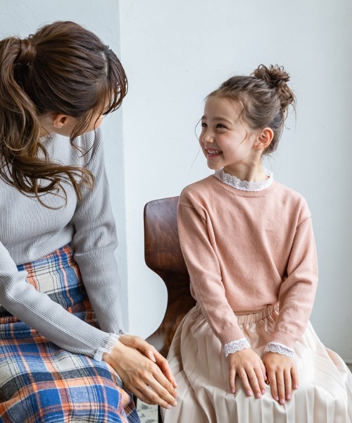 lulpini（ルルピー二）の「kids レースカラーニットプルオーバー（ニット/セーター・キッズ・ブラウン系その他/ネイビー/サーモンピンク・S/M/L）」の17枚目の写真