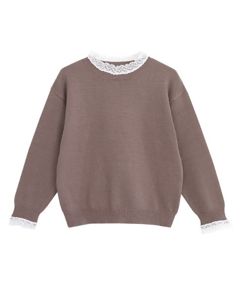 lulpini（ルルピー二）の「kids レースカラーニットプルオーバー（ニット/セーター・キッズ・ブラウン系その他/ネイビー/サーモンピンク・S/M/L）」の12枚目の写真