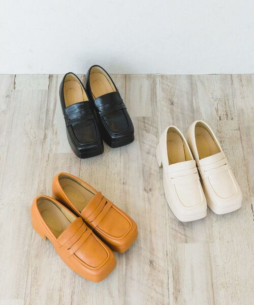ems excite（エムズエキサイト）の「スクエア厚底ローファー（ローファー・レディース・ナチュラル/ブラック/キャメル・MEDIUM/LARGE）」の4枚目の写真
