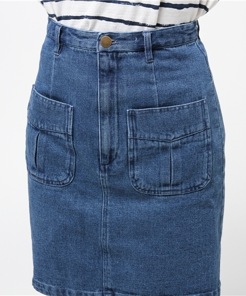 Kastane（カスタネ）の「【Kastane】台形スカート（スカート・レディース・ブルー/ホワイト・SMALL/MEDIUM/LARGE/X-SMALL）」の6枚目の写真