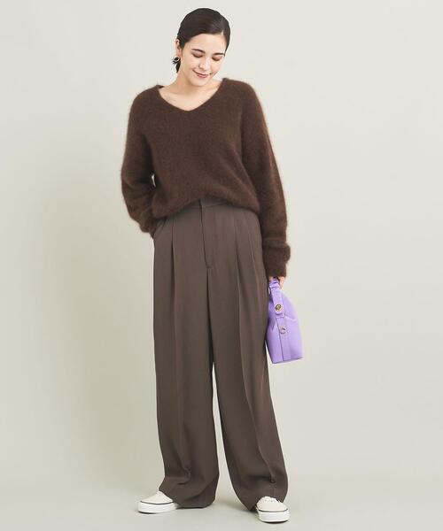 BEAUTY&YOUTH UNITED ARROWS（ビューティーアンドユースユナイテッドアローズ）の「レーヨンアセテート ハウンドトゥース タックストレートパンツ（その他パンツ・レディース・ダークブラウン/ベージュ・S/M）」の4枚目の写真