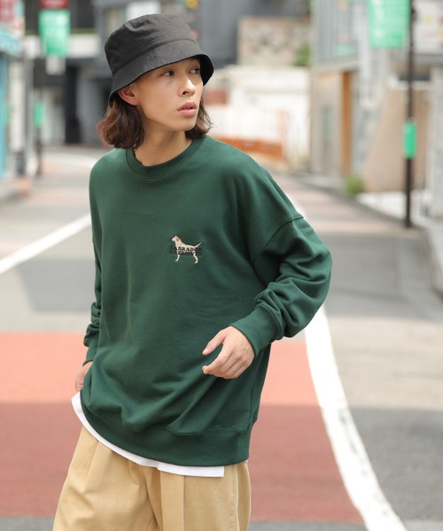 WEGO(ウィゴー)の「∴WEGO/別注 ラブラドールレトリバー 刺繍BIGプルオーバー(スウェット・メンズ・杢グレー/ホワイト/ダークグリーン・MEDIUM/LARGE)」の5枚目の写真