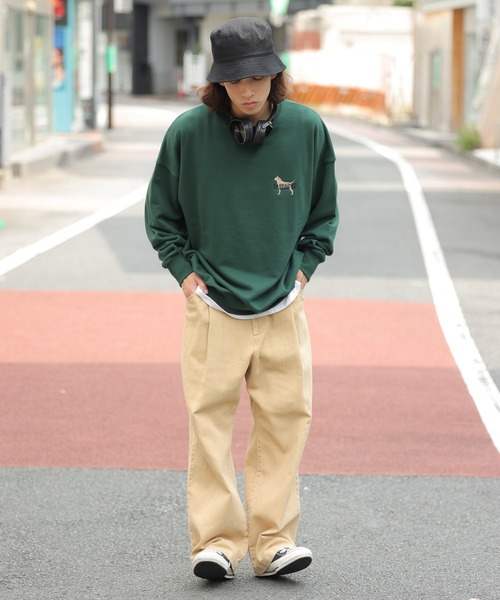 WEGO(ウィゴー)の「∴WEGO/別注 ラブラドールレトリバー 刺繍BIGプルオーバー(スウェット・メンズ・杢グレー/ホワイト/ダークグリーン・MEDIUM/LARGE)」の7枚目の写真