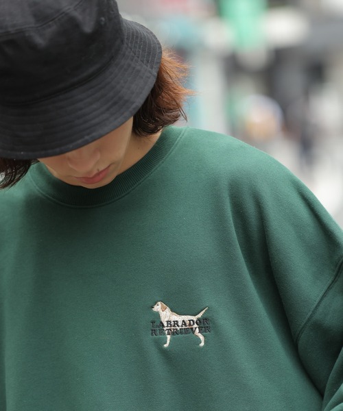 WEGO(ウィゴー)の「∴WEGO/別注 ラブラドールレトリバー 刺繍BIGプルオーバー(スウェット・メンズ・杢グレー/ホワイト/ダークグリーン・MEDIUM/LARGE)」の10枚目の写真
