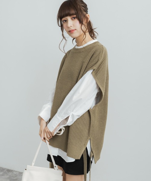 Rocky Monroe（ロッキーモンロー）の「オーバーサイズ サイドレース プルオーバーニットベスト（ベスト・メンズ・チャコール/ブラック/グリーン/グレー/ベージュ/ブラウン・XL/L/M）」の21枚目の写真