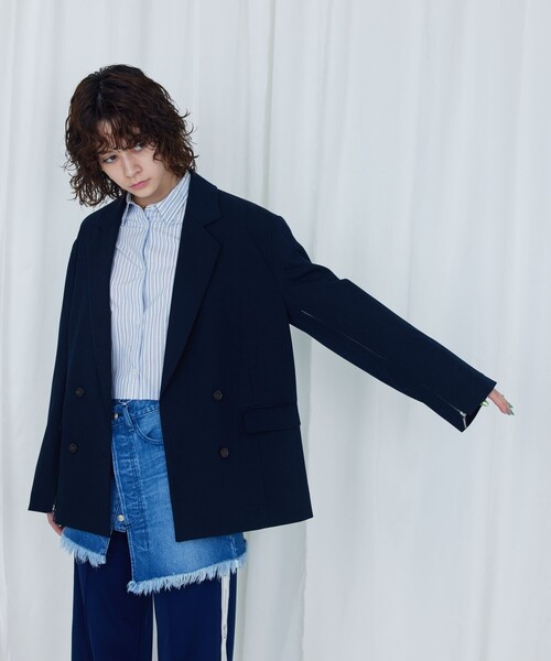 Firsthand(ファーストハンド)の「SHIRT Firsthand by 5525GALLERY/シャツファーストハンド5525ギャラリー SHTFH OVER JACKET / ワイドジャケット(テーラードジャケット・レディース・ネイビー/グレー・FREE)」の18枚目の写真