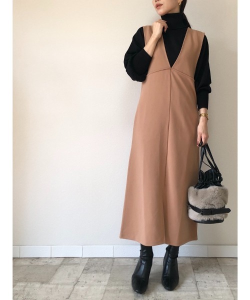 M.deux（エムドゥ）の「〇2wayジャンパースカート〇（ジャンパースカート・レディース・ブラック/ベージュ/グレイッシュベージュ・MEDIUM）」の13枚目の写真