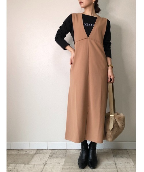 M.deux（エムドゥ）の「〇2wayジャンパースカート〇（ジャンパースカート・レディース・ブラック/ベージュ/グレイッシュベージュ・MEDIUM）」の12枚目の写真