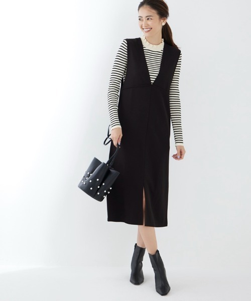 M.deux（エムドゥ）の「〇2wayジャンパースカート〇（ジャンパースカート・レディース・ブラック/ベージュ/グレイッシュベージュ・MEDIUM）」の8枚目の写真