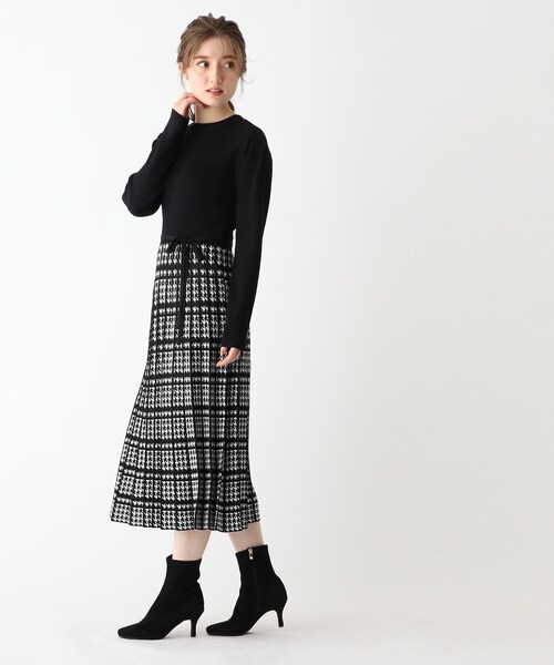 index（インデックス）の「◆千鳥チェックジャカード プリーツニットワンピース【WEB限定サイズ】（ワンピース・レディース・ブルー系4/ブラウン系その他6/ブラック系4・38/40/42/36）」の17枚目の写真