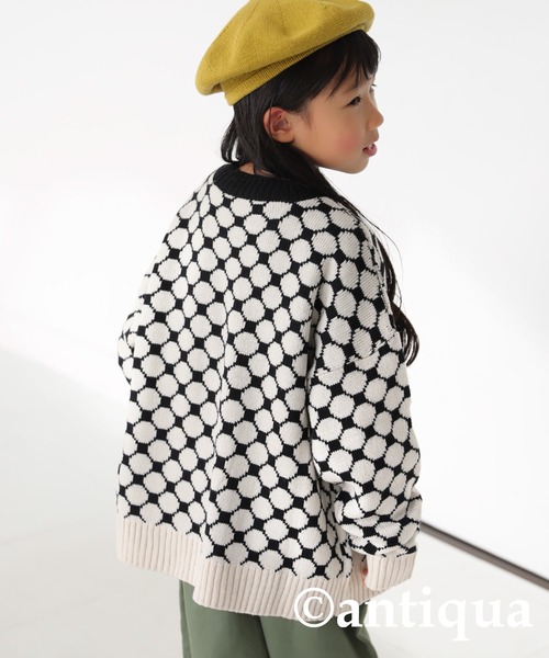 antiqua（アンティカ）の「ドットニットカーディガン（カーディガン/ボレロ・キッズ・アイボリー/オレンジ/イエロー・160/150/140/130）」の6枚目の写真