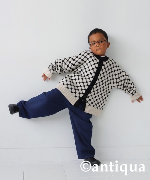 antiqua（アンティカ）の「ドットニットカーディガン（カーディガン/ボレロ・キッズ・アイボリー/オレンジ/イエロー・160/150/140/130）」の4枚目の写真