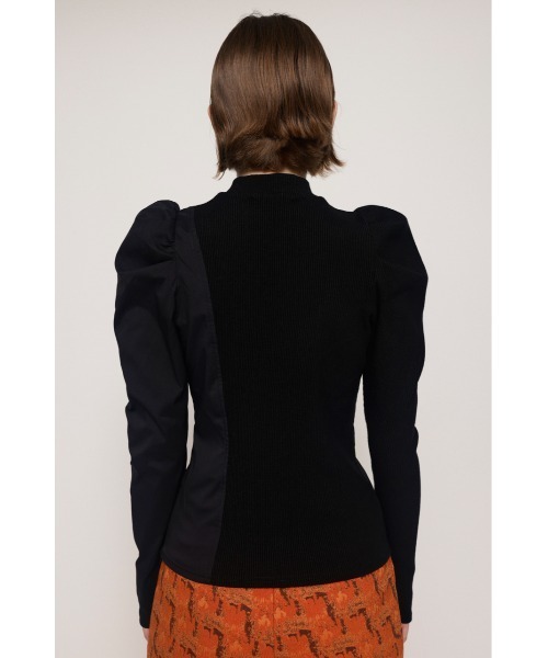 SLY(スライ)の「KNIT x WOVEN DOCKING TOPS ニット ウーブン ドッキングトップス(ニット/セーター・レディース・アイボリー/ブラック・FREE)」の16枚目の写真