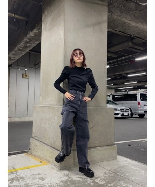 SLY(スライ)の「KNIT x WOVEN DOCKING TOPS ニット ウーブン ドッキングトップス(ニット/セーター・レディース・アイボリー/ブラック・FREE)」の20枚目の写真