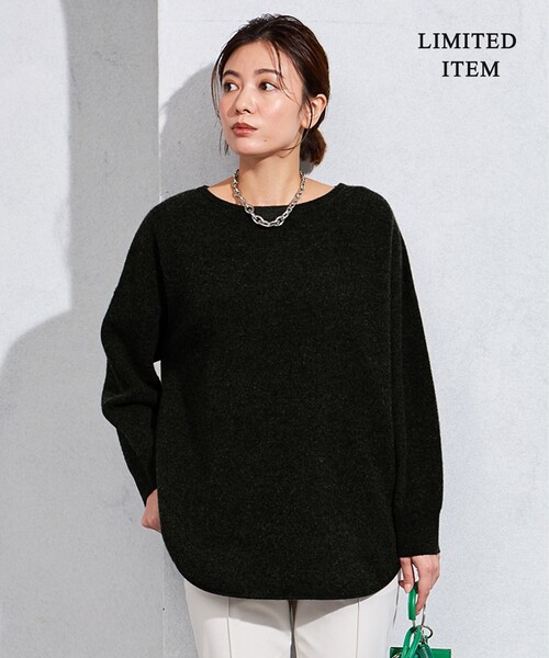 ICB(アイシービー)の「【WEB&一部店舗限定・10色展開】ウールナイロン フェルトタッチ ニット(ニット/セーター・レディース・ブラック系/イエロー系/グレー系/スモーキーグリーン系/ふじ色系/アイボリー系/サックスブルー系/ブラウン系/ダルブルー系/ピンク系・SMALL/X-SMALL)」の2枚目の写真