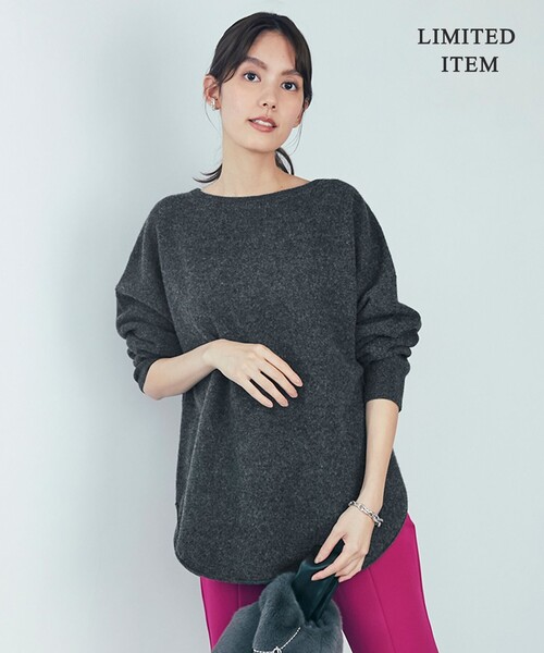 ICB(アイシービー)の「【WEB&一部店舗限定・10色展開】ウールナイロン フェルトタッチ ニット(ニット/セーター・レディース・ブラック系/イエロー系/グレー系/スモーキーグリーン系/ふじ色系/アイボリー系/サックスブルー系/ブラウン系/ダルブルー系/ピンク系・SMALL/X-SMALL)」の3枚目の写真