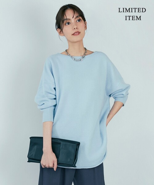 ICB(アイシービー)の「【WEB&一部店舗限定・10色展開】ウールナイロン フェルトタッチ ニット(ニット/セーター・レディース・ブラック系/イエロー系/グレー系/スモーキーグリーン系/ふじ色系/アイボリー系/サックスブルー系/ブラウン系/ダルブルー系/ピンク系・SMALL/X-SMALL)」の6枚目の写真