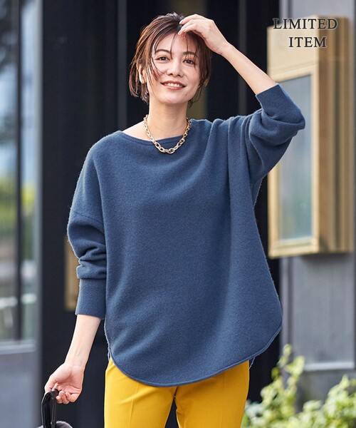 ICB(アイシービー)の「【WEB&一部店舗限定・10色展開】ウールナイロン フェルトタッチ ニット(ニット/セーター・レディース・ブラック系/イエロー系/グレー系/スモーキーグリーン系/ふじ色系/アイボリー系/サックスブルー系/ブラウン系/ダルブルー系/ピンク系・SMALL/X-SMALL)」の7枚目の写真